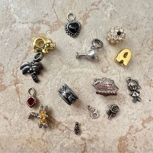 925 tiny Charm Bundle: Palm Tree, Heart, Martini & Gold Pig
